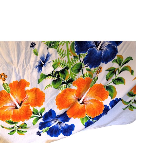 Women's Beach Vacation Hawaii Cover Up Sarong Wrap Floral Print White Blue Red - Picture 7 of 10